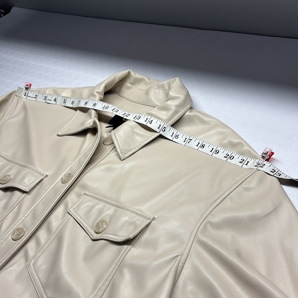 House of Harlow 1960 Faux Leather Button-Up Jacket Cream Size XL - Picture 8 of 13